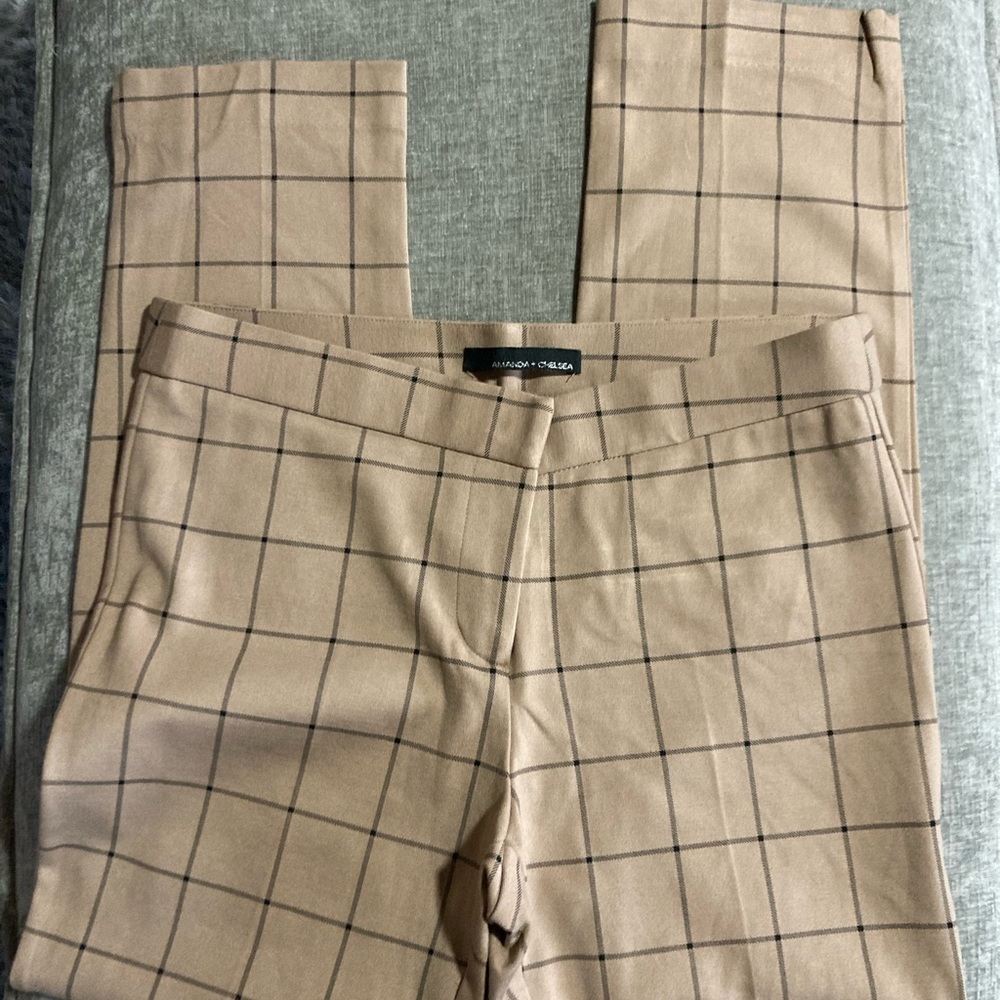 Amanda & Chelsea Windowpane Tan Chinos